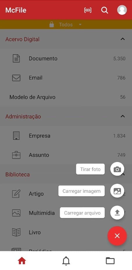 App - Tela de upload