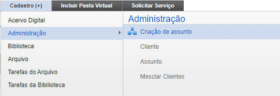 foto mostrando as opções do menu