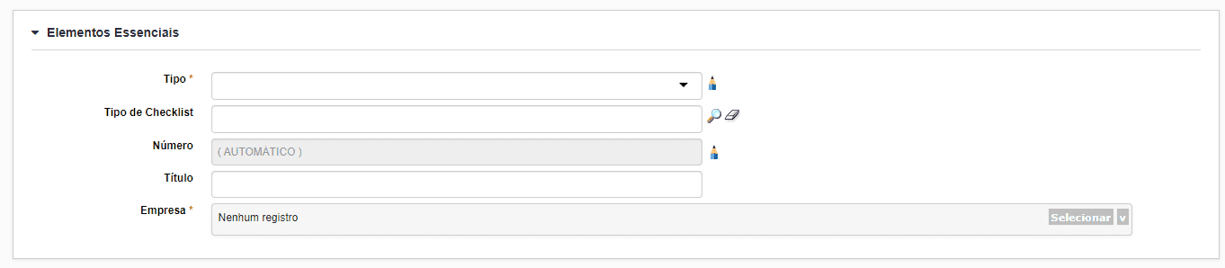 menu de elemento essenciais