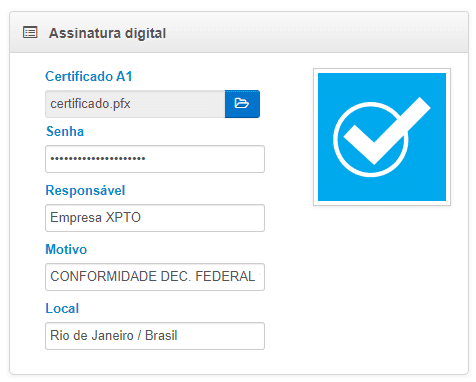 Dados preenchidos da assinatura